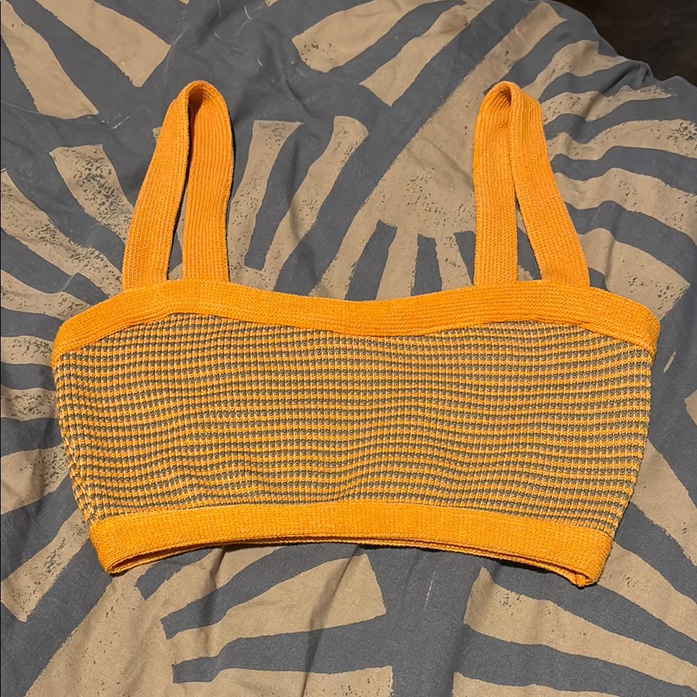Zara Vibrant Orange and Brown Knit Crop Top